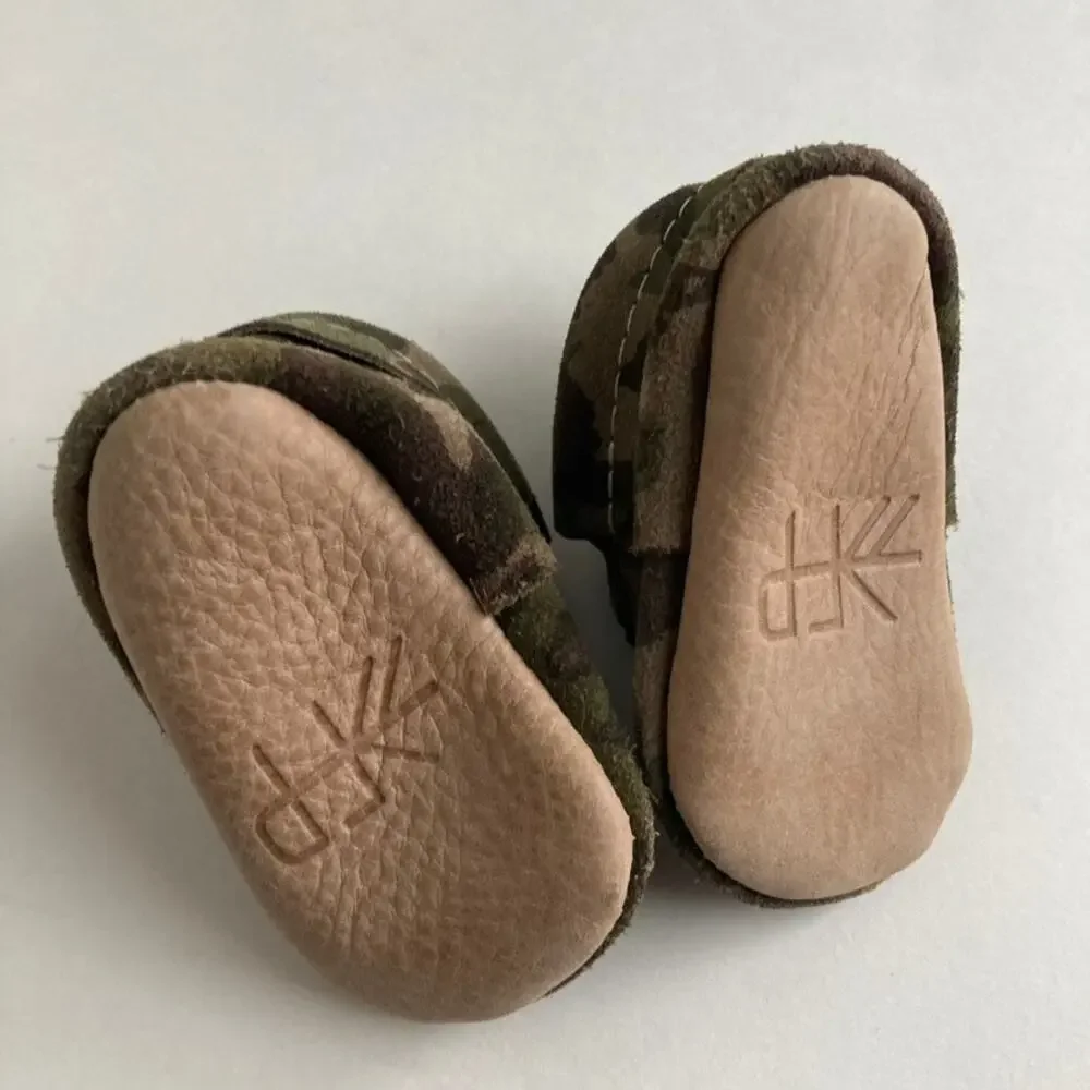 Freshly Picked Classic Moccasin Baby Shoe Fringed Camouflage 1